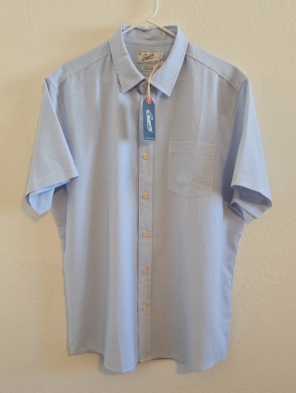 Grayers Light Blue Thin-Stripe Short-Sleeve Button-Down Shirt - XL